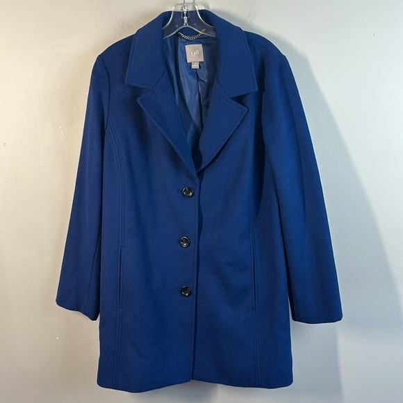 J.Jill Wool Pea Coat Overcoat Royal Blue Size M - Picture 1 of 14